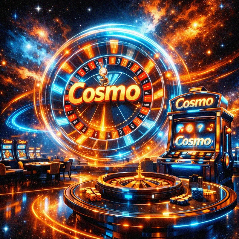 Futuristic cosmic casino with roulette and slots